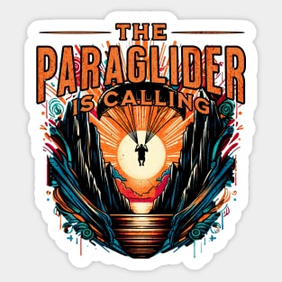 The Paraglider is Calling Retro Design Sticker